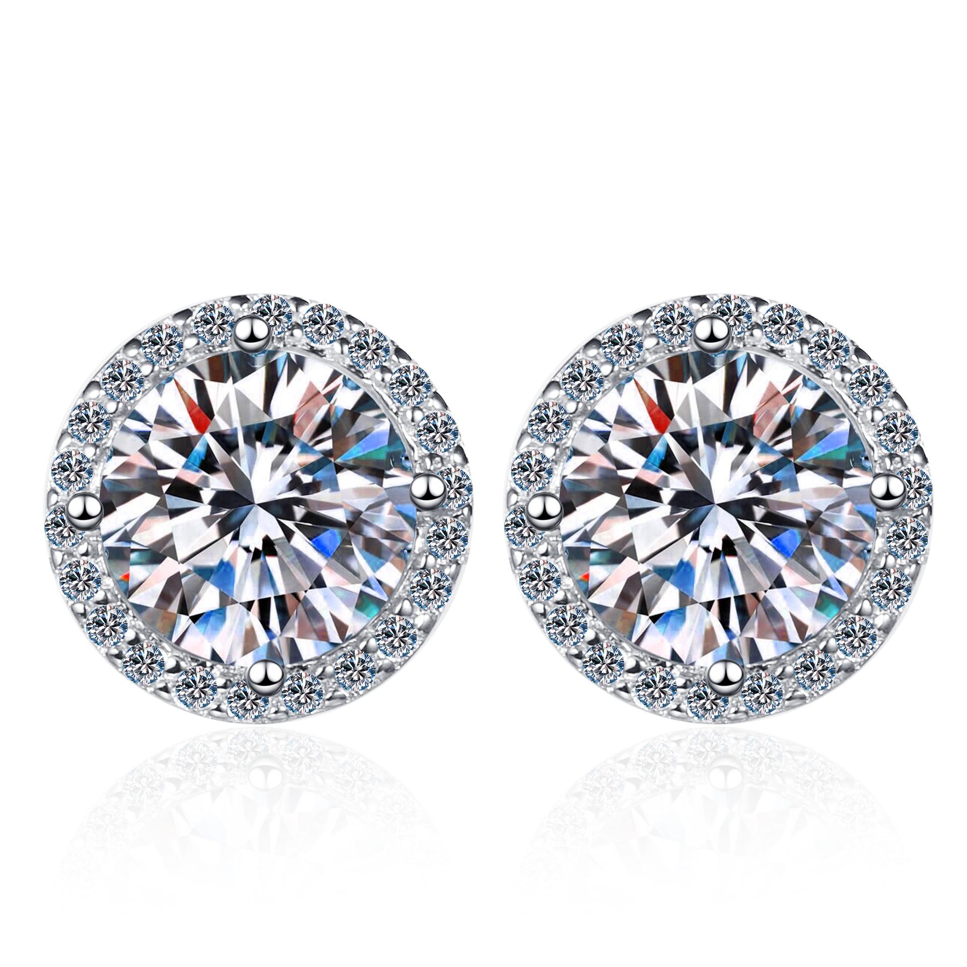 White Gold Halo Diamond Stud Earrings