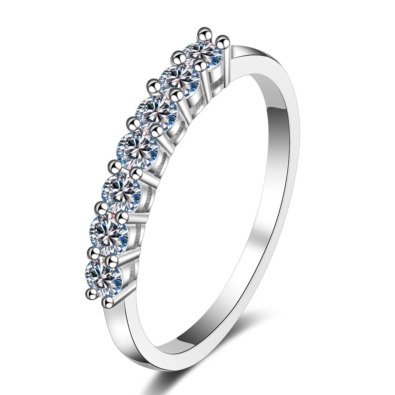 White Gold Seven Stone Trellis Diamond Ring